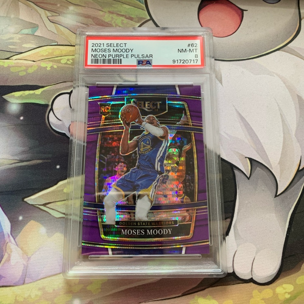 2021-22 Panini Select Moses Moody Neon Purple Pulsar #3/5 PSA 8 Rookie POP 1